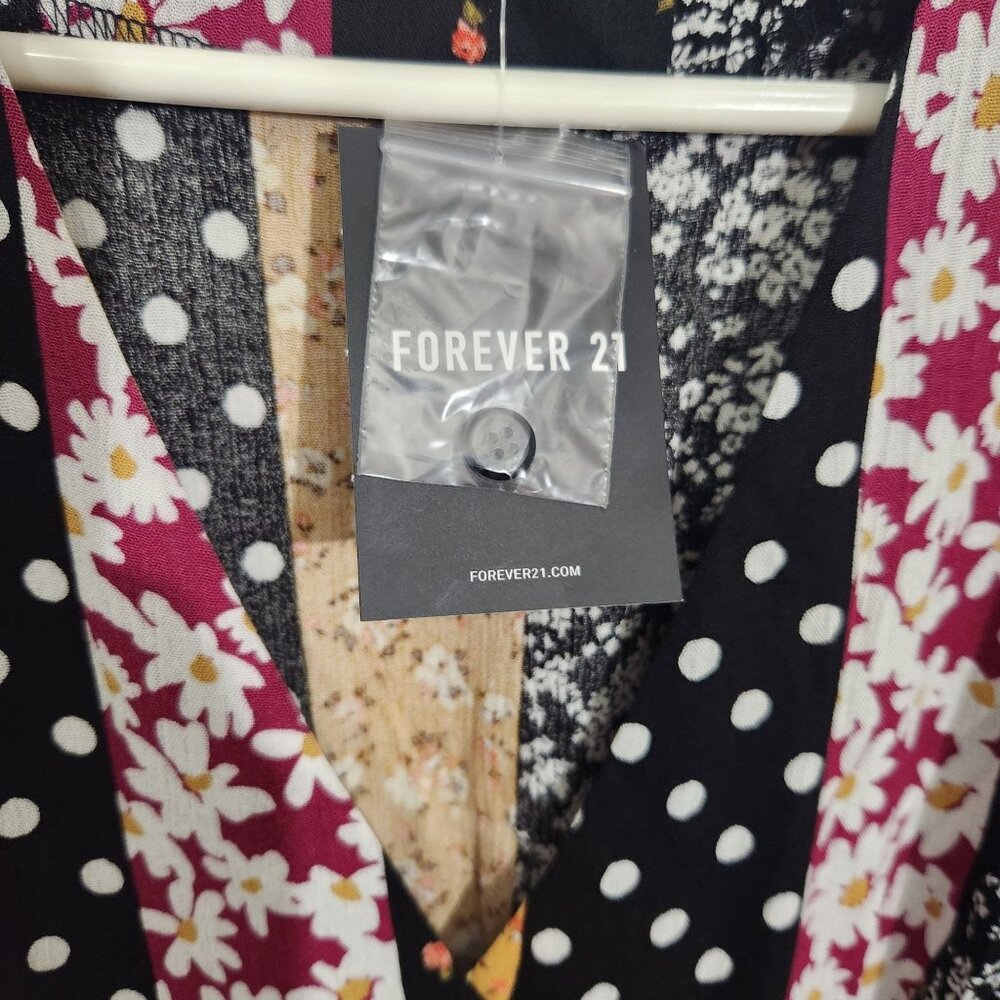 Colorful Forever 21 Dress long Small Patchwork Polka Dots & Florals Cottagecore - Picture 3 of 13